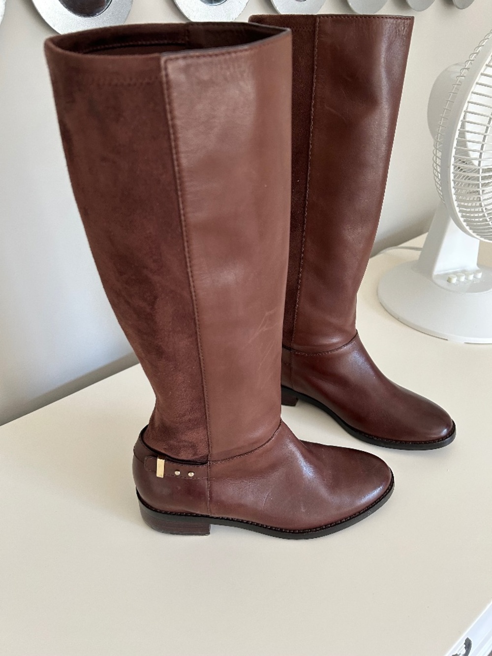 NWOT Cole Haan Adler Womens Leather Tall Boots Chestnut Brown Size 8.